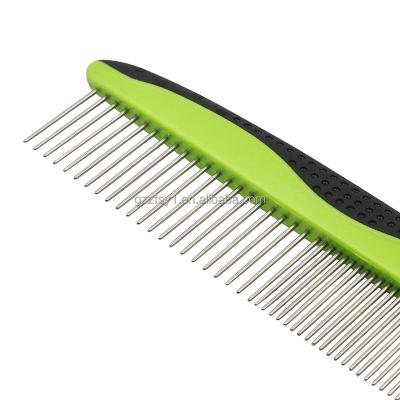 China Stocked High Quality Pet Groom Comb Stainless Steel Teeth Brush Dog Cat Stainless Pet Grooming Comb for sale