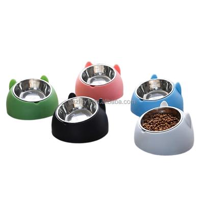 China Sloping Pet Bowl Stainless Steel Mouth Stainless Steel Dog Food Large Water Bowl Small Small Breed Bowl Non Slip Viable Non Slip for sale