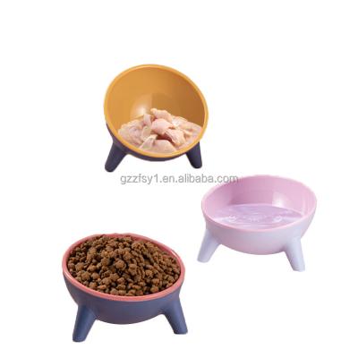 China 15 Degree Tilt Pet Dog Cat Water Dish Bowl Double Small Size Cheap Viable Plastic Twin Cat Bowl for sale