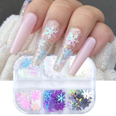 China 2022 Hot Selling Sequins Ins Nail Laser Snowflake Laser Manicure Magic Gradient Maple Leaf Nail Patch Christmas Eco-friendly Material for sale