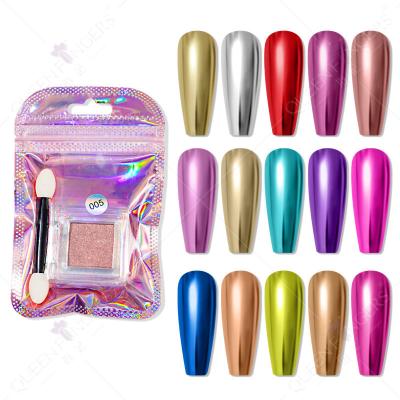 China New Nail Polish Powder Mirror Manicure Solid Box Eco-friendly Material Monochrome Solid Box Laser Gold Laser Eyeshadow Powder for sale