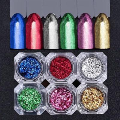 China New Eco-friendly Manicure Brocade Powder 0.2g Gold Silver Laser Nail Powder Manicure Plating Aluminum Foil for sale