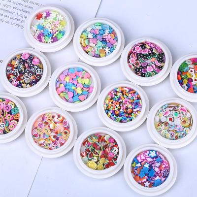 China Candy Box Pottery Nail Art Ornament Soft Colored Creative Fruit Slice Mixed Color Cartoon Nail Patch Stickers for sale