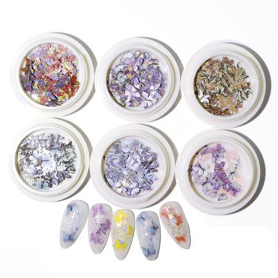 China 2021 50pcs Manicure Eco-friendly Material Butterfly Patch Mixed Color Butterfly 3D Nail Stick Wood Paste Handmade Piece for sale