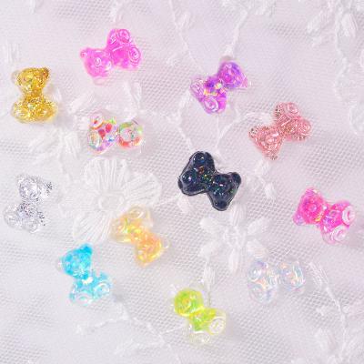 China Factory Wholesale Stereo Patch 50pcs/set Resin Bear Nail Sticker New Japanese Butterfly Nail Bear Accessories Eco-friendly Material for sale