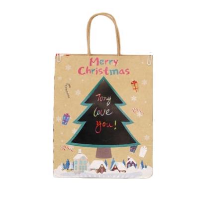 China Recyclable Christmas Theme Graffiti Scratch Paper DIY Scratch Paper Wrapping Bag Handbag Clothing Shopping Bag for sale