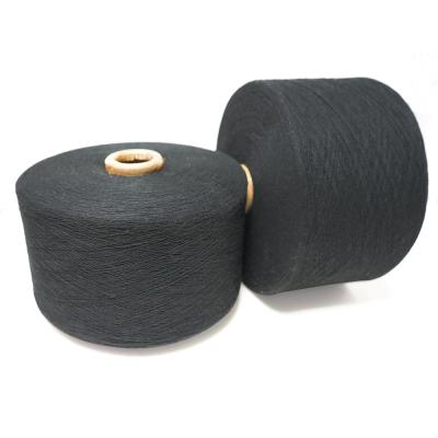 China Abrasion-Resistant Dyed Black Recycled Polyester Spun Cotton Blended Yarn For Knitting And Weaving for sale