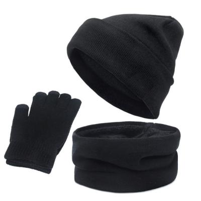 China Hot Soft Amazon Selling Three Pieces of Thin Knit Hats Touch Screen Gloves and Scarves for Christmas Gifts for sale