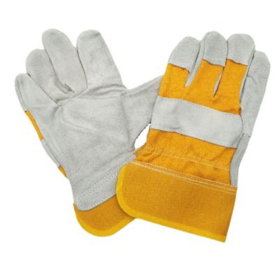 China Wholesale Soft Construction Non-Slip Resistant Grip Grayish Yellow Welding Gloves for sale