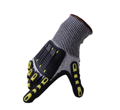 China SANSHOU Soft 2021 Most Popular Black Polyester PU TPR Coating Garden Work Impact Resistant Glove for sale