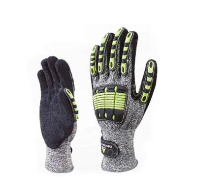 China Soft Most Popular Black Polyester PU Coated TPR Material Garden Work Safety Impact Resistant Gloves for sale