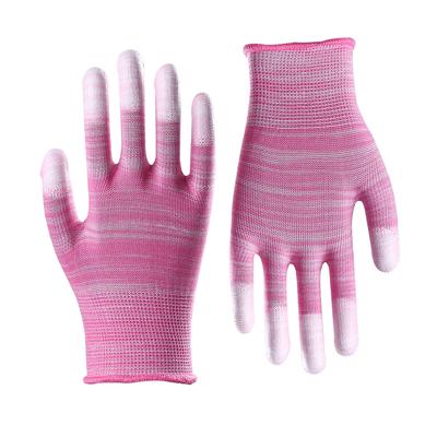 China Wear Resistant Factory Nylon PU Breathable Anti-Slip Knitted Finger Dipped Industrial Gloves for sale