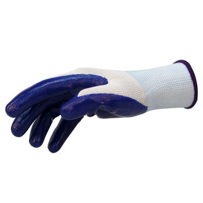 China Wholesale Oil Resistance Knitted 13 Gauge White Nylon Nitrile Coated Waterproof Anti-Cut Construction Work Safety Gloves for sale