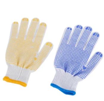 China Anti-Slip Cotton Work Safety Gloves With PVC Dotted For Industrial Grip Good Construction for sale