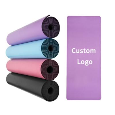 China Hot Selling Logo Pu Tpe Yoga Mat Custom Made High Quality Anti Slip Gym Wholesale for sale