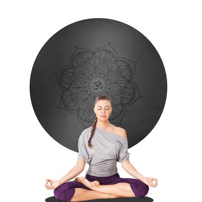 China Extra Large 5mm Circular Non Slip Thick Black Eco-Friendly Solid Pilates Round PU Yoga Mat for sale