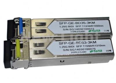 중국 고성능 기가비트 이더네트 송수신기, 1.25G BiDi SFP 단일 모드 송수신기 판매용