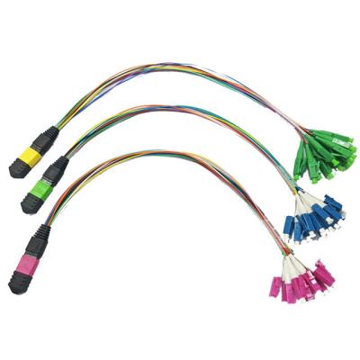 China LC Fan Out MPO MTP Cable Multi Mode 12 Fiber Optic Patch Cord for sale