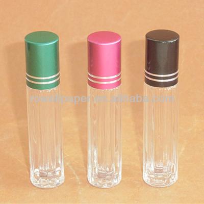 China Roll On Oil 10ml Glass Lip Balm Container With Rollball Cap for sale