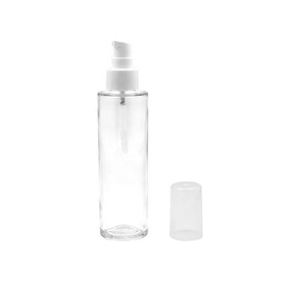 China Personal Care Cylinder 100ml Glass Bottle Pump Lotion Empty Body Lotion Bottle for sale