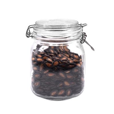 China Freshness Preservation 0.5L 1L 1.5L 2L Sealed Glass Jar Storage Jar Wholesale Glass With Metal Clip for sale