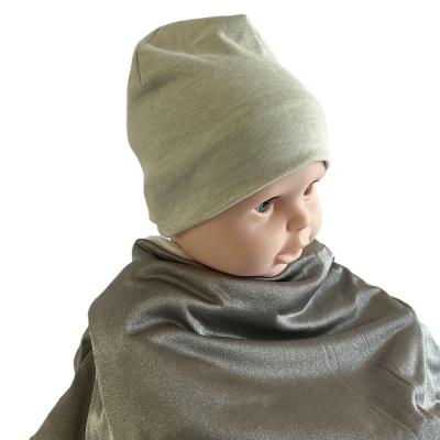 China Silver Picture Fiber Cloth Lining Baby Beanie Hat Radiation Protection Baby Hats for sale