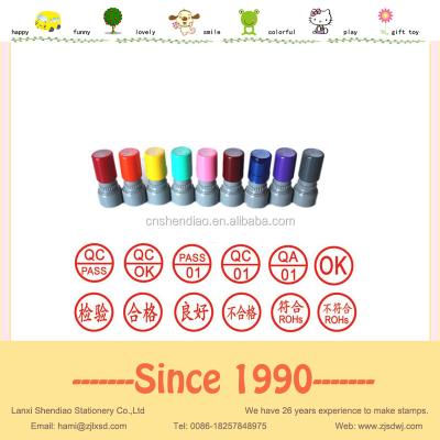 China Mini Eco-friendly Plastic QC Stamps Self Inking Flash Foam Stamp HIGH QUALITY for sale