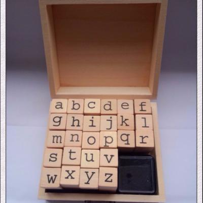 China Decoration alphabet A-Z wooden stamp set, rubber stamp for sale