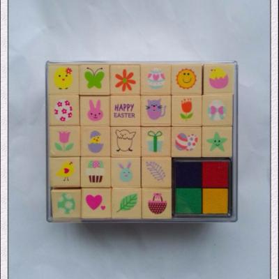 China Children's Toy Easter Style Kids Play Wooden Stamp Set for sale