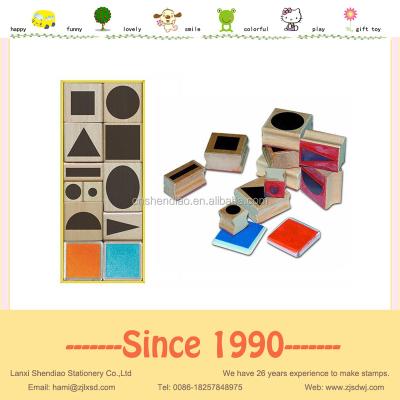 China Children's Toy Square Shape Wooden Stamp For Children + EVA + RUBBER Educational Geometric Figure Stamp for sale