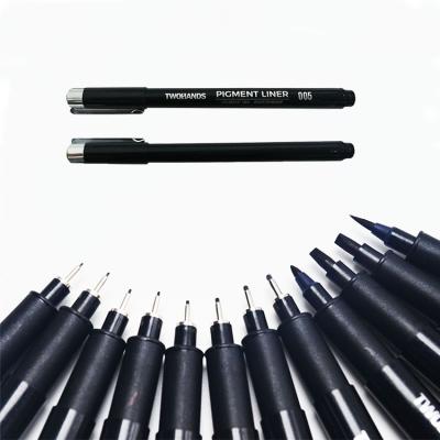 China Hot Sale Metal Clip 12 Size Tip Dye Smooth Liner Writing Amazon, Black Fineliner Pen Set For Journal Sketch Drawing Writing Office for sale