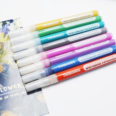 China Bright Colors Two Lines Pen with Hot Selling Bright Lines Set Dual Color Amazon Marker, Smoothly Writing Set Pens for Students for sale