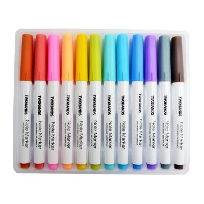 China Promotional Highlighter Bar 2021 New Pastel 12 Colors Gift Promotional Highlighter Set Note Water Based Waterproof Marker for sale