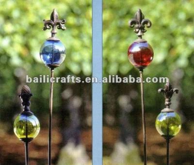 China Garden Decor Glass Ball Garden Stake for sale