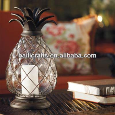 China Best Price Garden/Home/Party/Holiday Lamp Top Quality Hurricane Pineapple Iron Decor/Lantern for sale