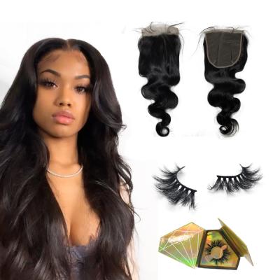 China Brazilian Body Wave 4x4 Part Free Closure Hair Body Wave Lace Closure Top Unprocessed Human Hair 100% Virgin Hair for sale