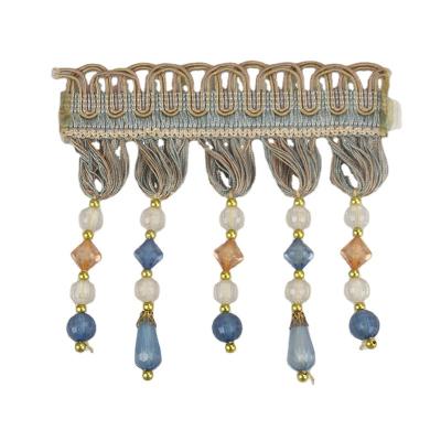 China Viable Factory Wholesale Curtain Accessories Trimming Crystal Beaded Fringe Trim for sale