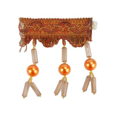 China Viable Wholesale Beaded Pendant Ball Tassel Fringe Hanging Macrame For Curtain Tablecloth Home Decoration for sale