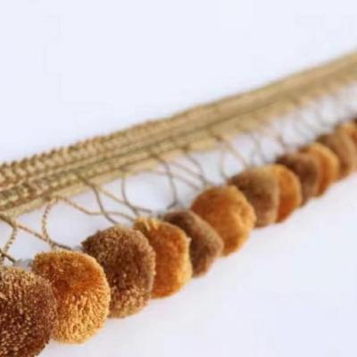 China Handmade Chain Decorative Pom Pom Fringe /curtain curtain lace for sale