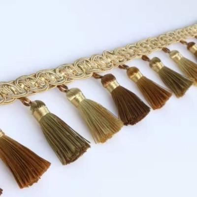 China Curtain machine curtain accessories wholesale gold decoration curtain tassel fringe for sale