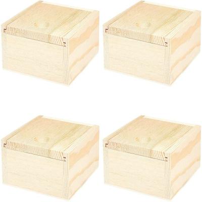 China Wholesale Stock High Grade Ceramic Africa Cup Packing Box Square Wood Box Gift Packaging Solid Wooden Packing Bamboo Box for sale