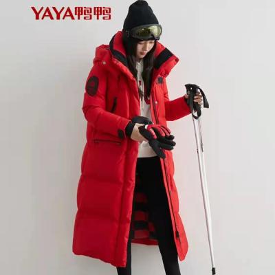 China The middle and long knee of the new duck stockings 2021 windproof Korean loose jacket women over the winter extremely cold warm thickened duck down sea for sale