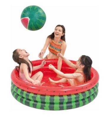 China Inground Toy Swimming Pool Hot Sale Children Watermelon 3 Rings Pool Kiddie Baby Ball Inflatable Bubble Pool for sale