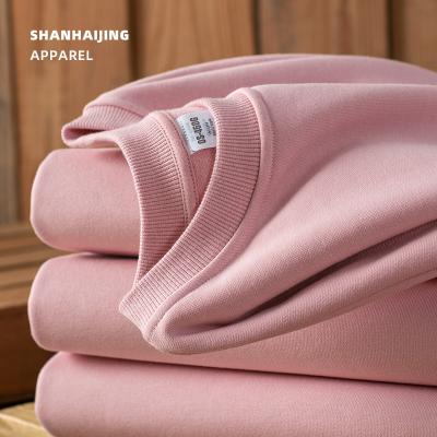 China Crewneck Sweatshirts Light Pink Plain Anti-pilling Hoodies 460g Customize Vintage Pima Cotton High Quality Oversized Off The Shoulder Sweater for sale