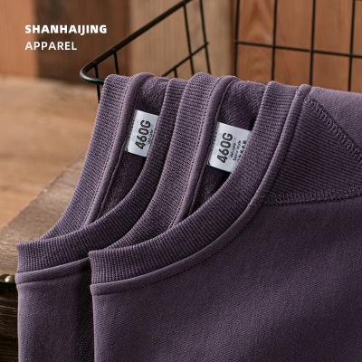 China Advantageous high quality purple color 460gms cotton crewneck sweater anti-pilling sweatshirts manufacturers customize logo mens hoodies for sale