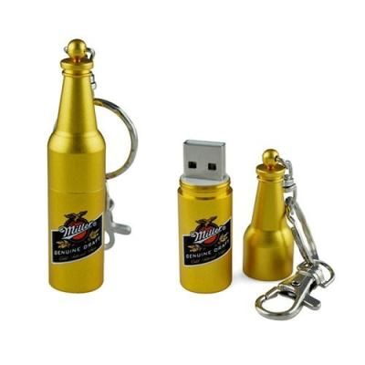 China Yellow Novelty USB Flash Drives Metal Bottle Shaped usb memory stick 4GB for sale