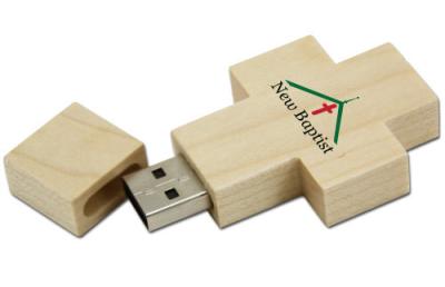 Cina L'azionamento di legno del pollice di progettazione della croce, incide la chiavetta USB su ordinazione 16GB della stampa di logo in vendita