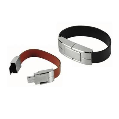 China UNIX Wristband Shaped Leather USB Flash Disk Embossed Logo for sale