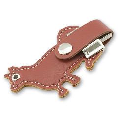 China Dog Shape Leather USB Flash Disk , 2GB 4GB Embossed Logo Memory Stick for sale