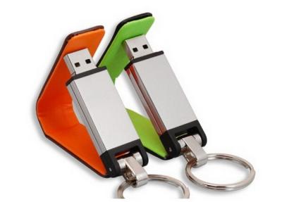 Κίνα Μεταλλικός δίσκος λάμψης δέρματος USB ορθογωνίων, πτυσσόμενα Drive μνήμης με Keychains προς πώληση